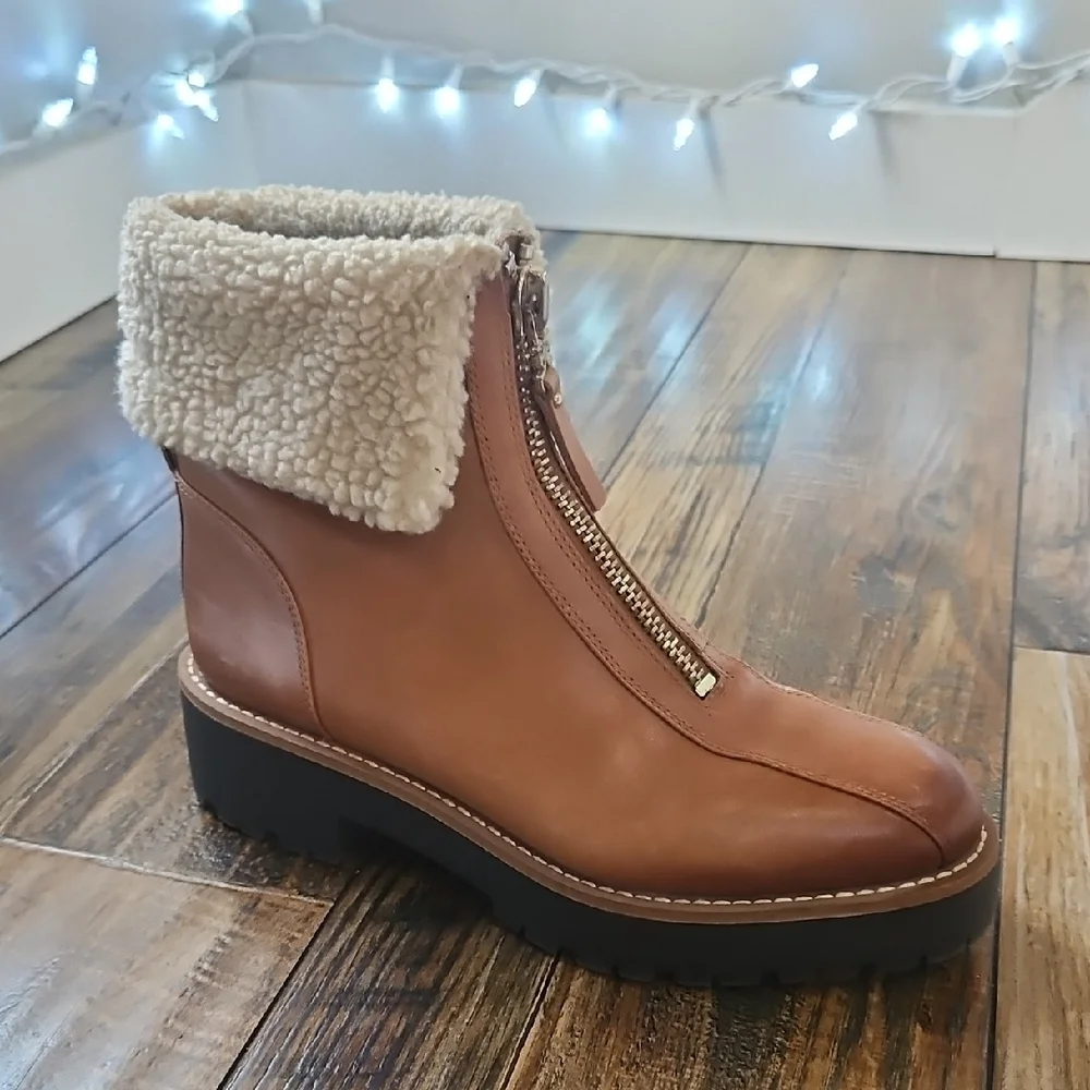 Sam Edelman Jacquie 2 Tan Shearling-Lined Zip‎ Boots